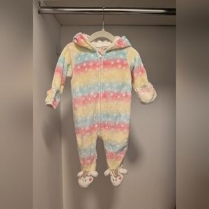 🌸 3 For $15- Fleece Unicorn Cozy Multicolor Star Print Kids One Piece